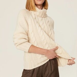 TOCCIN NY Women's Chunky Sweater w Balloon Sleeves size Medium in Vanilla